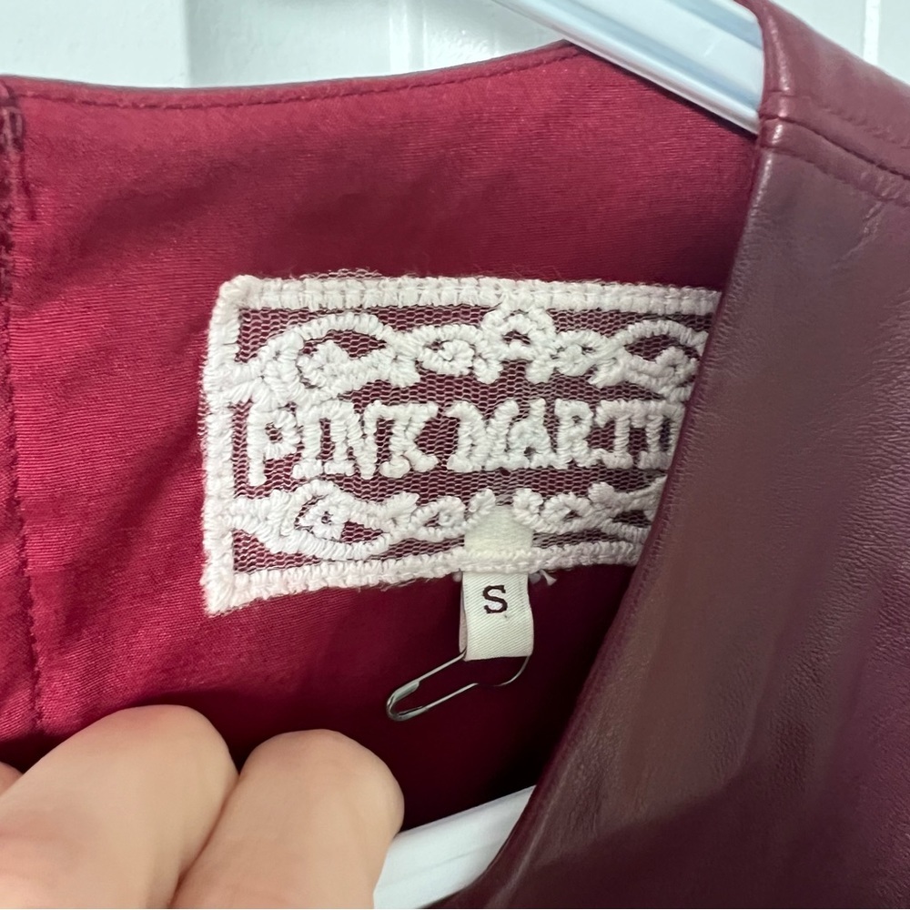 Faux Leather Maroon Pink Martini Dress Size Small in excellent condition. - Picture 4 of 5